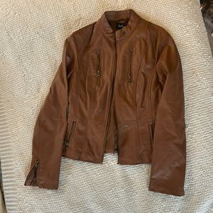 Lulus cognac faux leather jacket